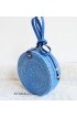 coloring rattan circle sling leather bags blue color